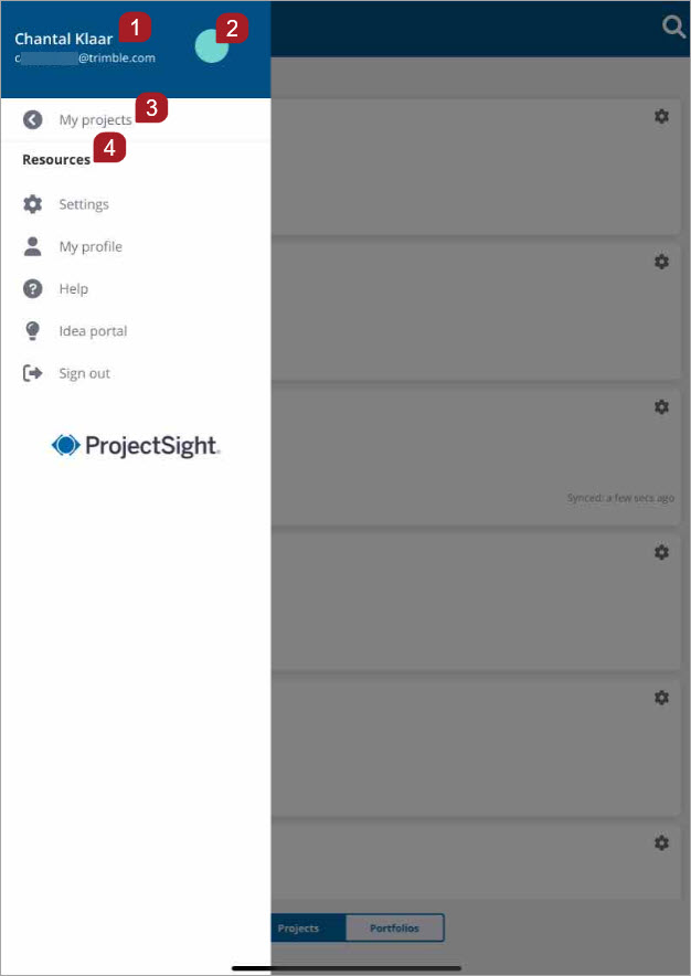 Tablet project menu view (portait)